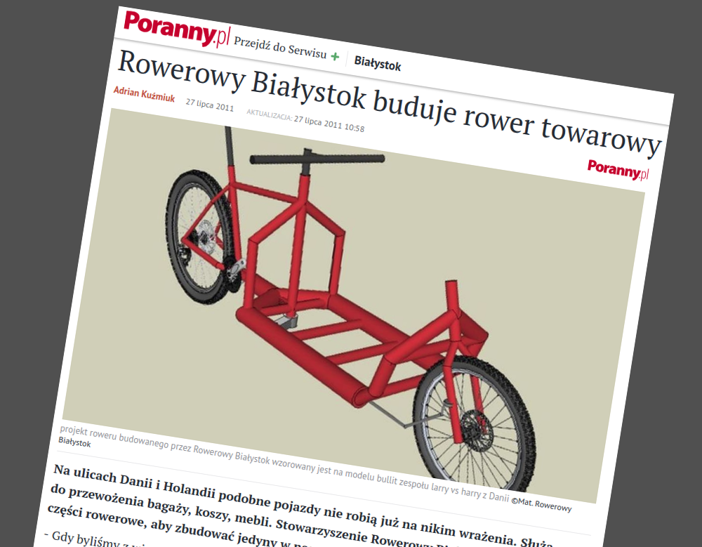 Tak, Rowerowy Białystok zbudował wreszcie rower towarowy